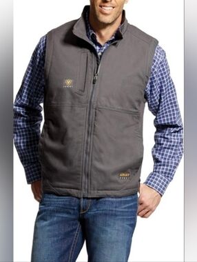 Ariat Rebar DuraCanvas work vest in grey.